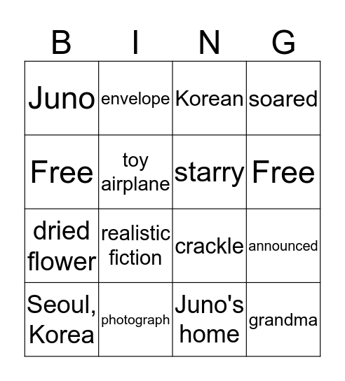 3.1.2 Dear Juno Bingo Card