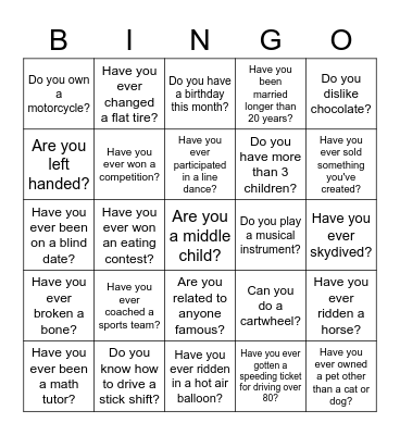 Planning Team "Getting to Know You" Bingo Card