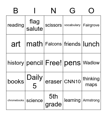 Welcome Back to School! Bingo Card