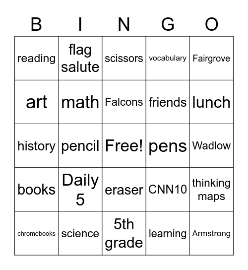 Welcome Back to School! Bingo Card