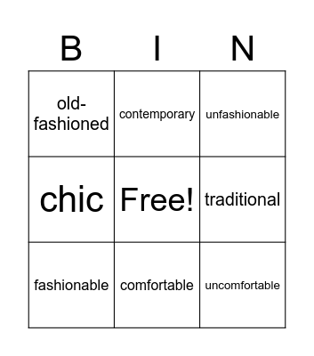 KIVY's Clothes Bingo Card