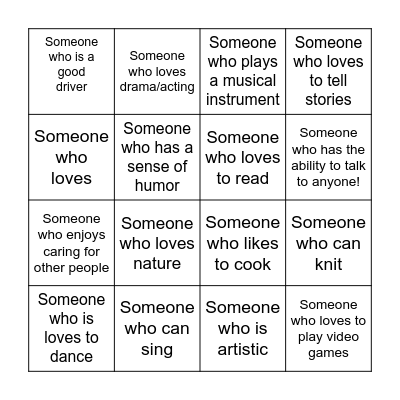 Human Bingo! Bingo Card