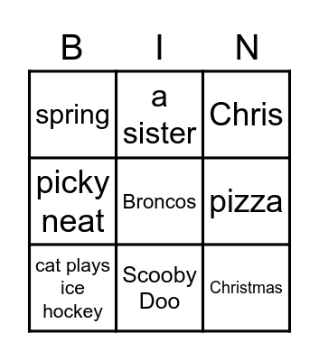 Getting to know each other Bingo Card