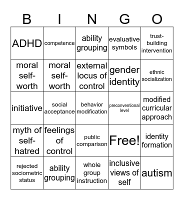 Chapter 17 Bingo Card