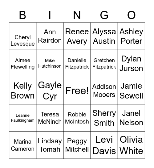 Southside Staff Bingo Card