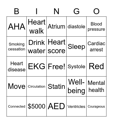 Heart Walk Bingo Card