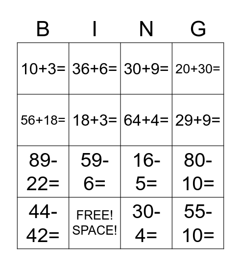 2nd Grade Math Bingo #12 Bingo Card