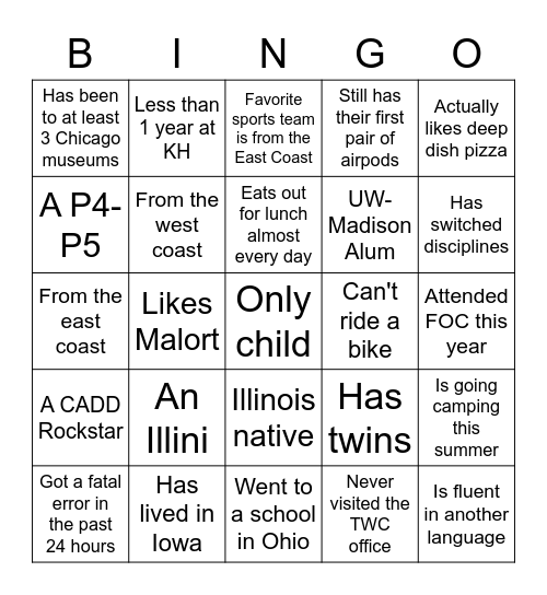 Ice Cream Social! Bingo Card