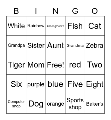 Weekly vocabulary review! Bingo Card