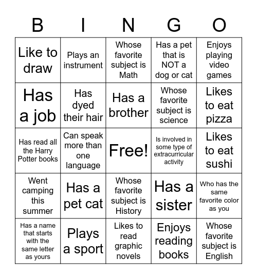 Untitled Bingo Card