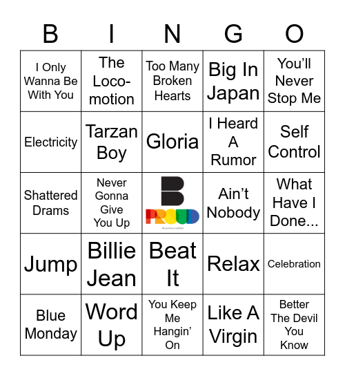 80s Synthesizer Pop Bingo Card