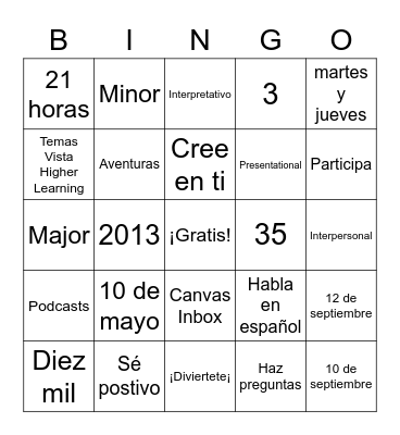 Syllabus & Canvas  4AP Bingo Card