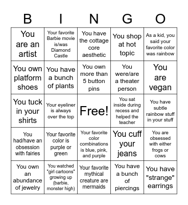 How Gay Are You Bingo Card