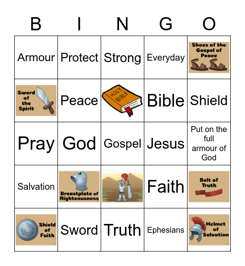 The Armour of God Bingo Card