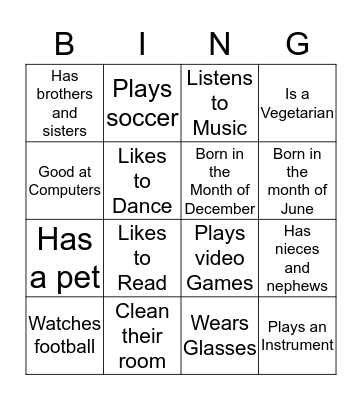 Buddy Bingo Card