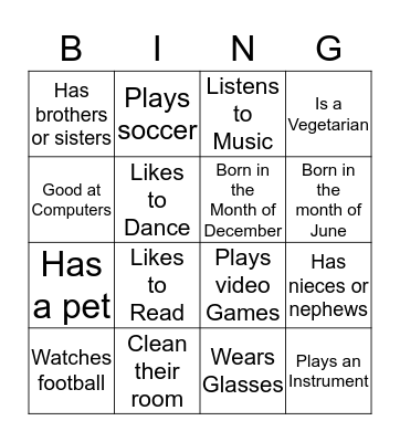Buddy Bingo Card