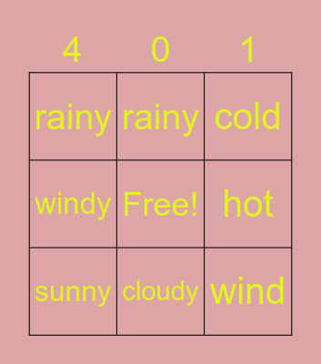 How's the weather? Bingo Card