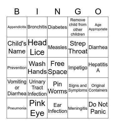 Health and Safety Bingo Card