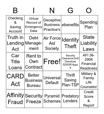 FTAC  Bingo Card