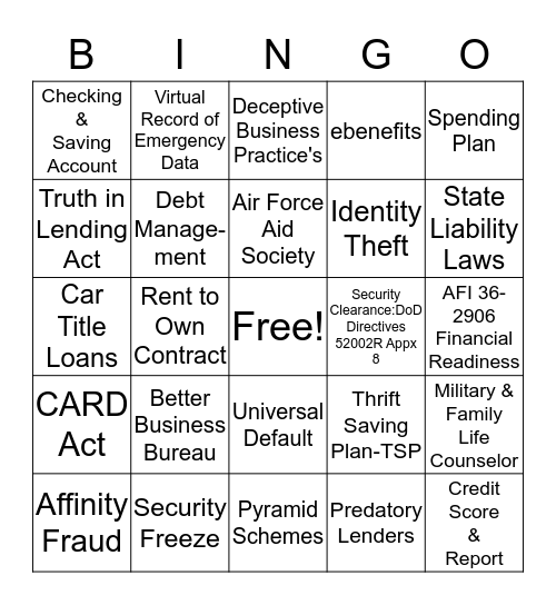 FTAC  Bingo Card