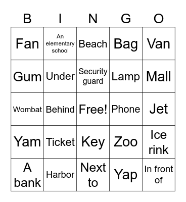 C5 lesson 19 Bingo Card