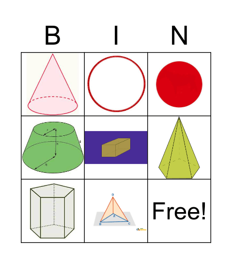 Formas e Sólidos Geométricos Bingo Card