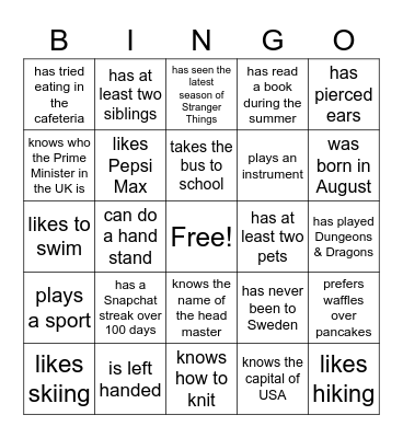 Find someone who... Bingo Card
