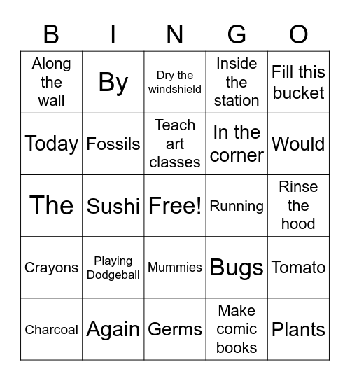 C4 plus Lesson 19 Bingo Card