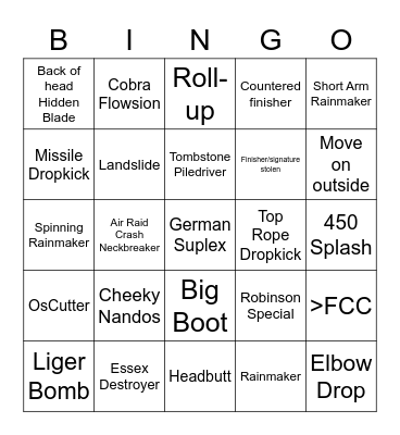 Moveset Bingo Card