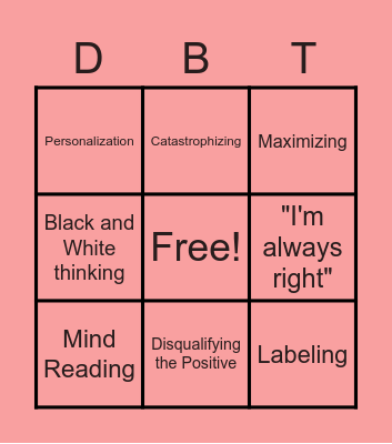 Thinking Mistakes Bingo Card