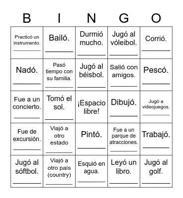 Bingo humano: el verano pasado Bingo Card