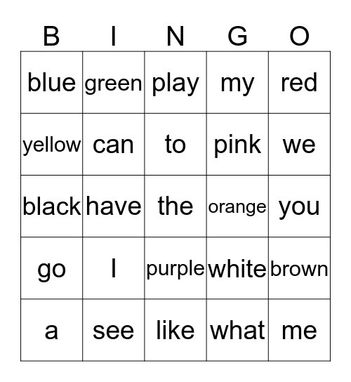 Twinkle Star Bingo Card