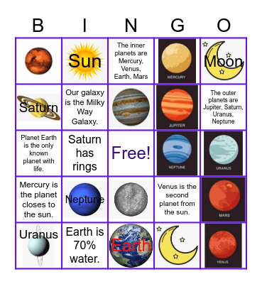 Solar System DSham Bingo Card