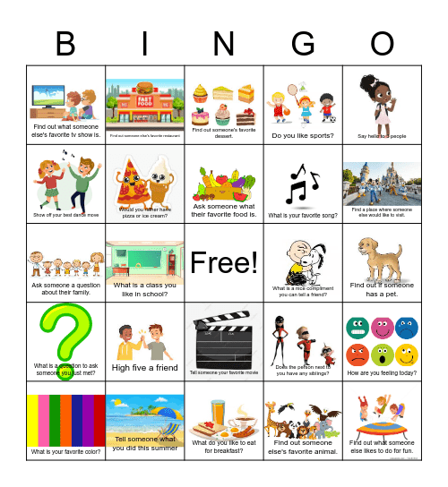 Get-to-Know-You Speech BINGO Card