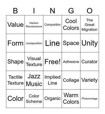 Sculpture 1 Module 1 Bingo Card