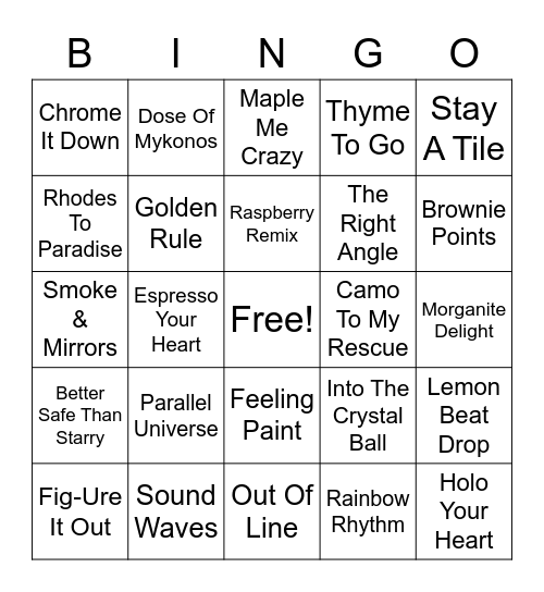 Fall In Love Bingo Card