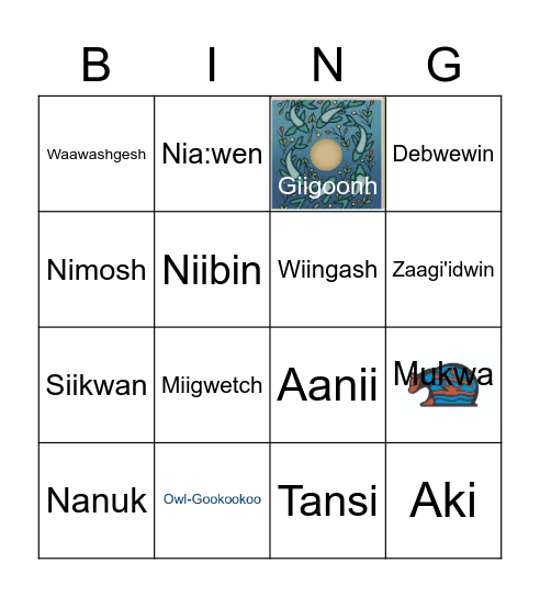 Anishinaabemowin & Indigenous Languages Bingo Card