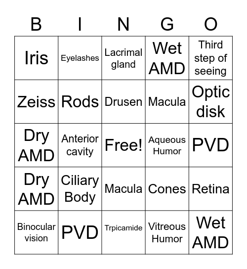 Eye Bingo Card