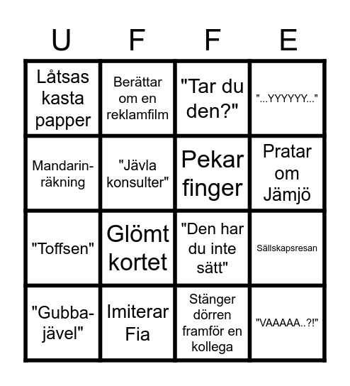 UFFE-BINGO Card