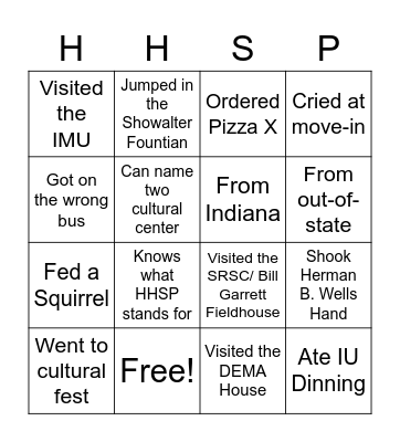 Welcome Hudson & Holland Scholars Bingo Card