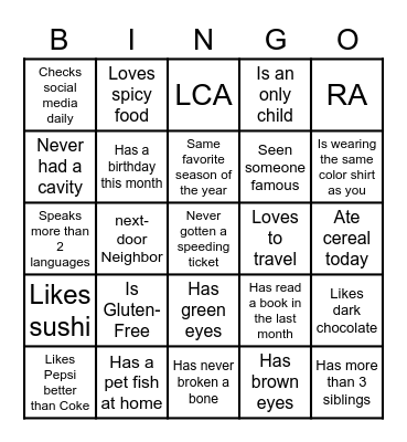 Find Someone Who... Bingo Card