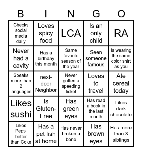 Find Someone Who... Bingo Card