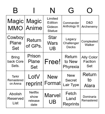 Magic 2023 Bingo Card