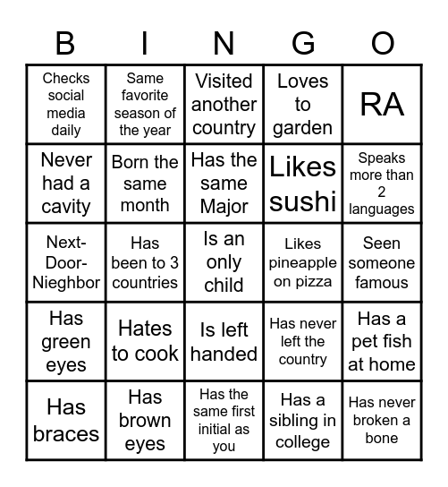 Find Someone Who... Bingo Card