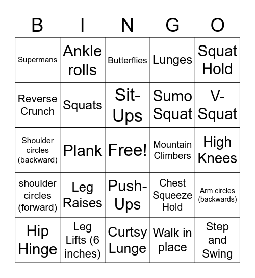 FITNESS BINGO 2022 Bingo Card