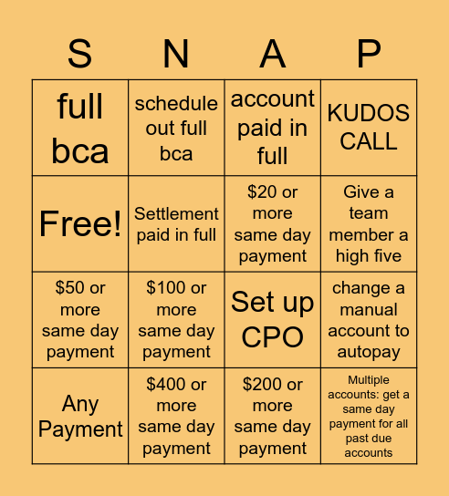 Snap Bingo Card