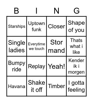 Musik bingo Card