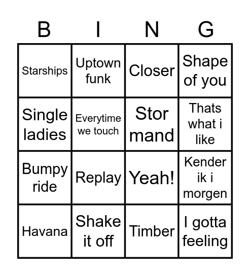 Musik bingo Card