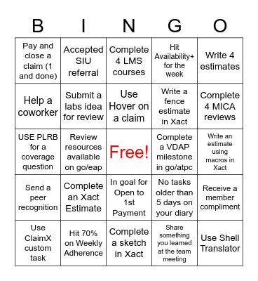 Back to School Bingo Card