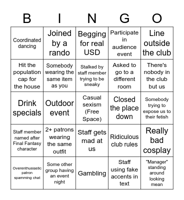 Syndicate FC Pub Crawl Bingo Card